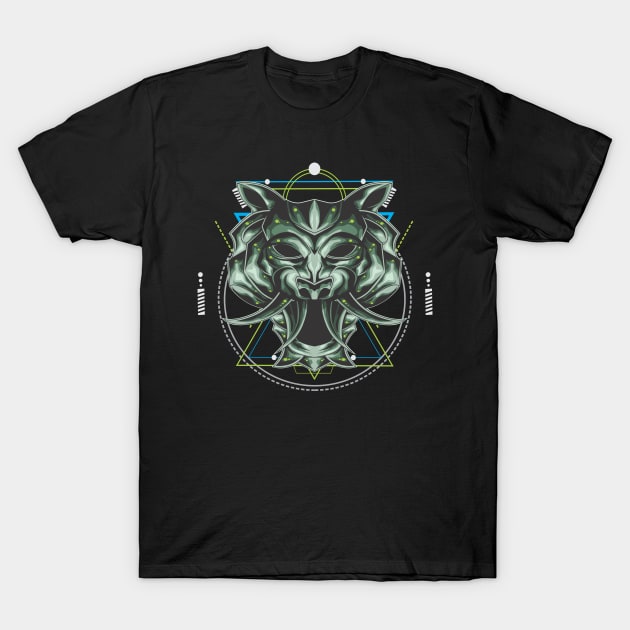 TIGER MASK SACRED GEOMETRY T-Shirt by sugiartoss_
